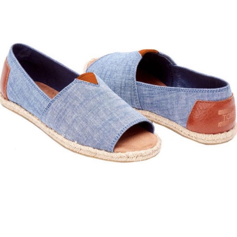 TOMS Open Toe Canvas Flats